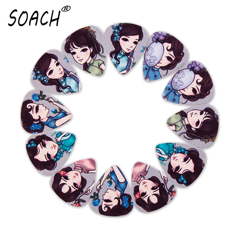 SOACH 50pcs/lot 0.46/0.71/1.0mm Instrument Accessories Guitar/Bass Guitar picks Acoustic guitar paddle ukulele Parts pick