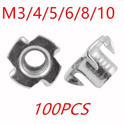 

100PCS/lot M3- M12 Four Claw Nut /Four Claw Female Furniture Nut/Captive T Pronged Tee Blind Nuts