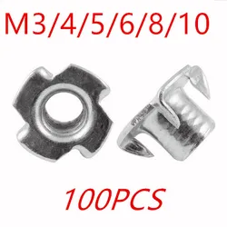 100PCS/lot M3- M12 Four Claw Nut /Four Claw Female Furniture Nut/Captive T Pronged Tee Blind Nuts