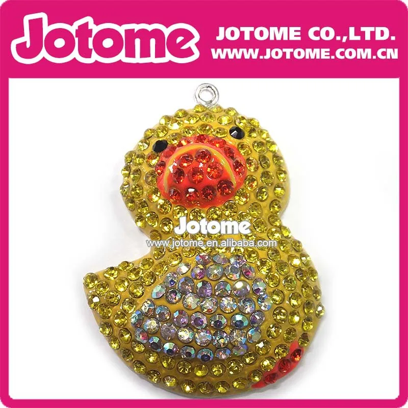 Free Shipping Hot Sale cute little Enamel yellow duck rhinestone Charms pendant