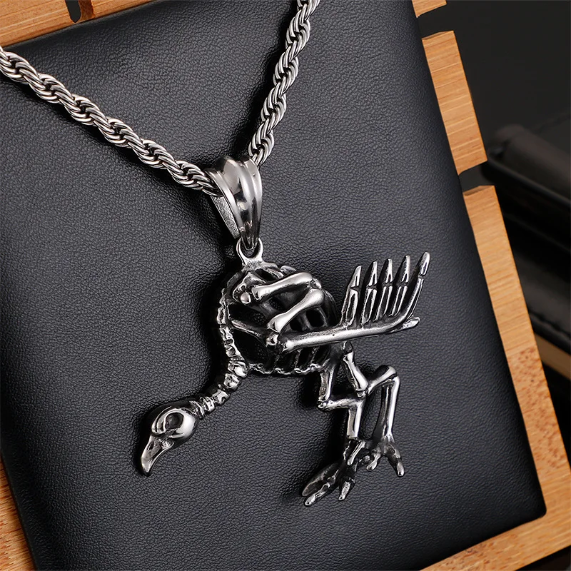 European and American non-mainstream punk retro hollow pendant death crow ostrich  pendant