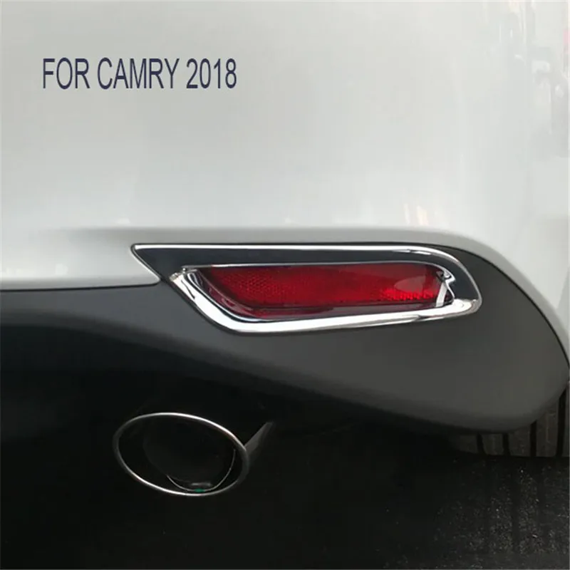 

2 Silver Left & Right ABS Plastic Rear Tail Fog Light Frame Fog Lamp Cover Trim ABS Chrome Fit for Toyota Camry 2018