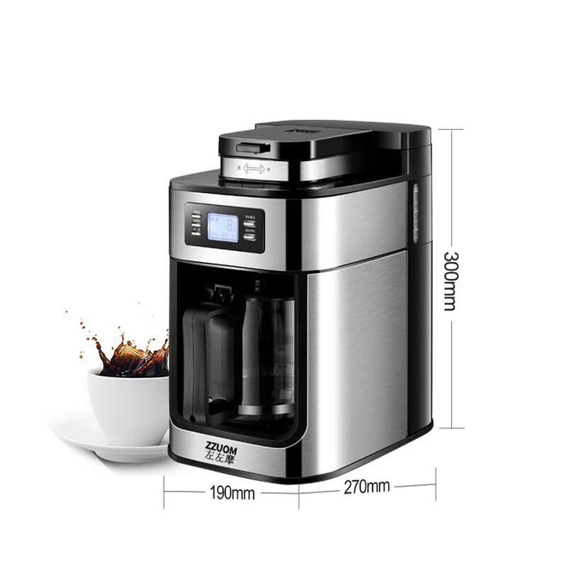 Fully Automatic Coffee Machine Maker Grinder Drip Type Household Small One Machine Grinding Beans Soy Flour LED Display