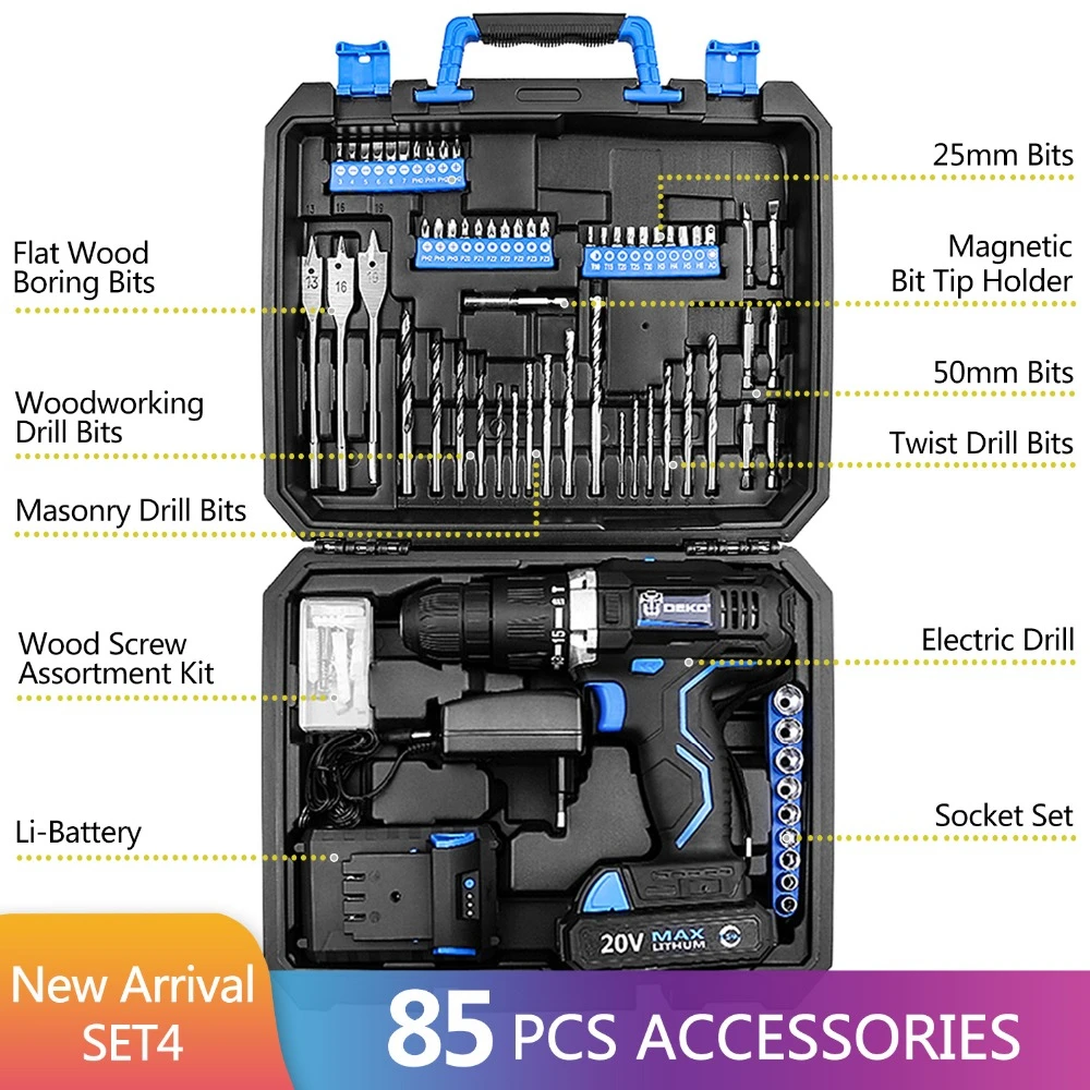 DEKO GCD20DU Serie 20V Max DC Lithium-Ionen Batterie 13mm 2 Geschwindigkeit Elektrische Akku-bohrschrauber Mini Schraubendreher auswirkungen Power