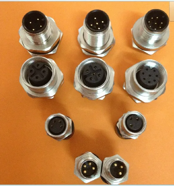 M12, 4pin 5pin 8pin locking Connectors Aviation Plug Socket Male & female  Wire Panel Connector Adapters Adaptor