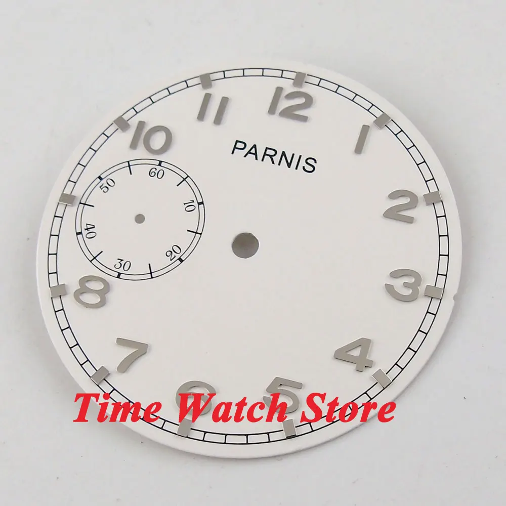 Parnis 38.9mm white dial fit 6497 movement Watch dial silver marks D43