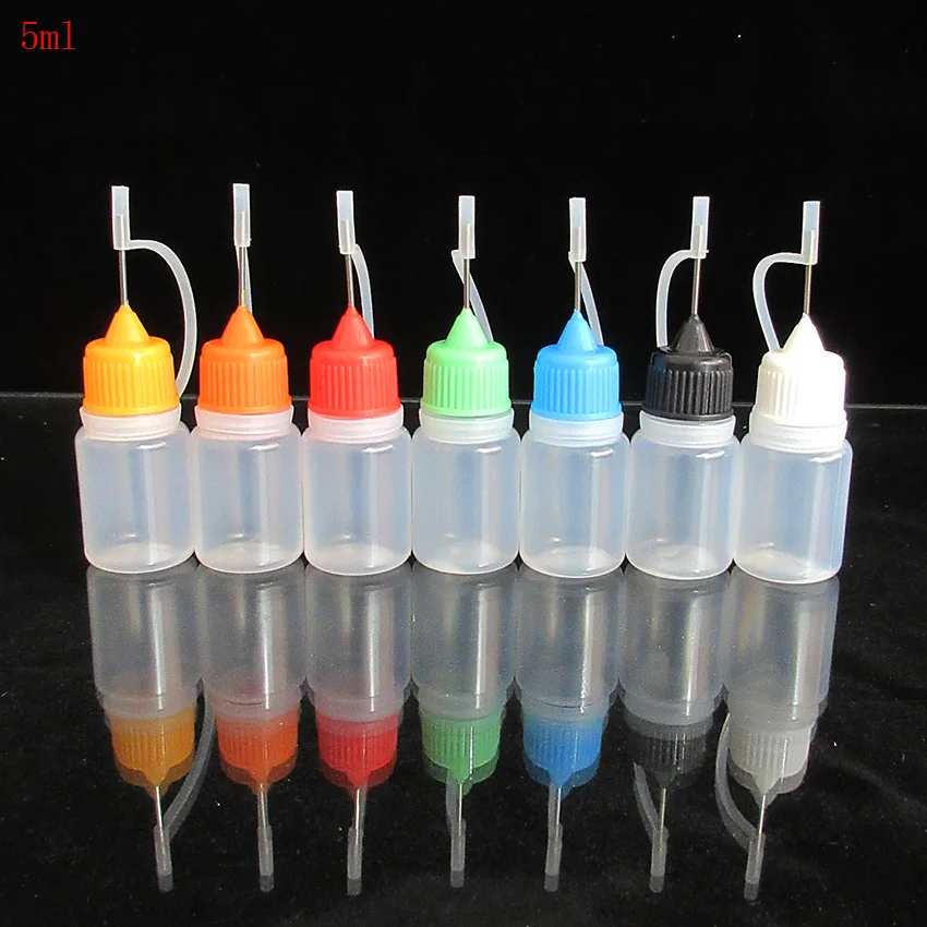 100pcs wholesale  price Plastic Bottle,LDPE 5ml squeezable Dropper Needle Top Screw Cap,Ego,vape Smoking Accessories ,Oil Tool