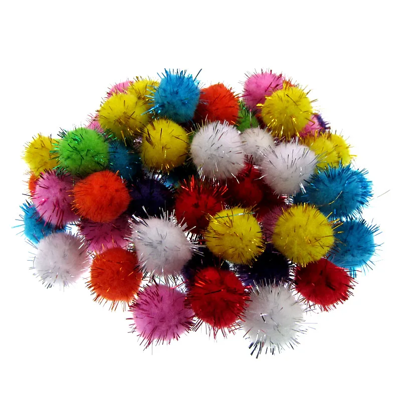 80pcs 2.5cm Mix Glitter pompoms soft pom poms balls Arts Toys DIY Craft Supplies Sewing Fabric pompoms wedding Home Decoration