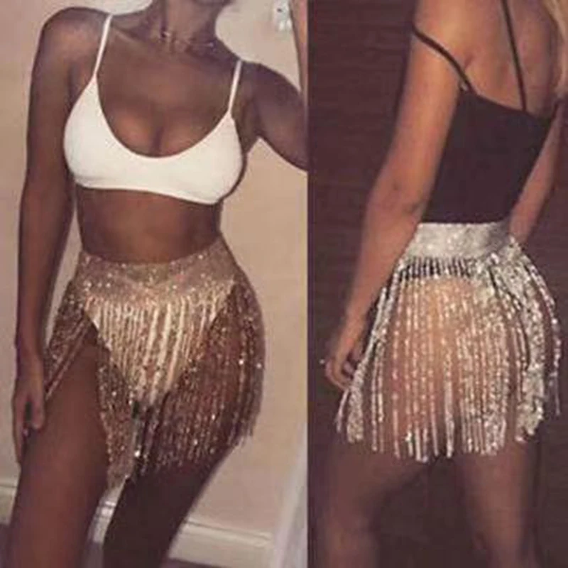 Super Sexy Women Full Rhinestone Dress Like Belts Shine Silver Crystal Fringe Waist Chain Hide Any Big Butt or Hips