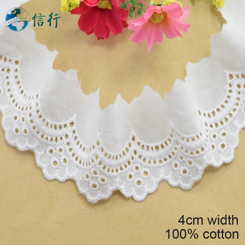 4Cm Breedte 100% Katoen Embroid Lace Naaien Lint Guipure Trim Afrikaanse Kant Stof Kettingtricot Diy Kleding Accessoires #3169