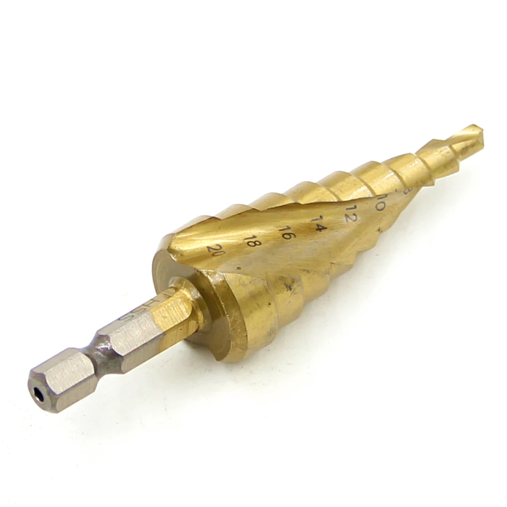 HSS 9 kroków wiertła 4mm-20mm spiralne rowek elektronarzędzia 1/4 "uchwyt sześciokątny cena hurtowa wysokiej jakości wiercenie metali tytanu