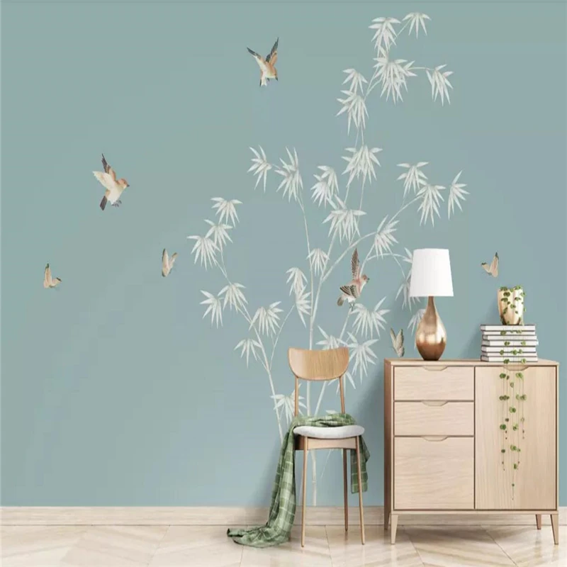 

Decorative wallpaper Chinese gongbi hand painted murals with flowers and birds background wall