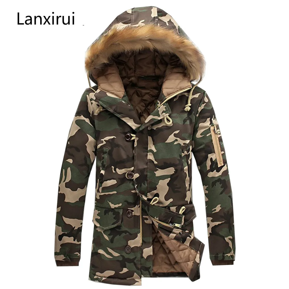 

Fashion Winter Jacket Men Camouflage Parkas Men Military Coats Male Thicken Cotton -Padded Coats With Fur Hood 5xl