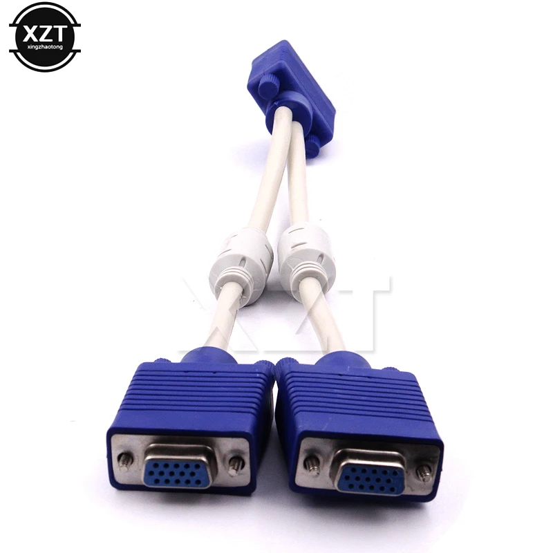 Newest 1 computer to dual 2 monitor vga splitter cable video splitter 15 pin 2 vga male to female splittter for PC TV