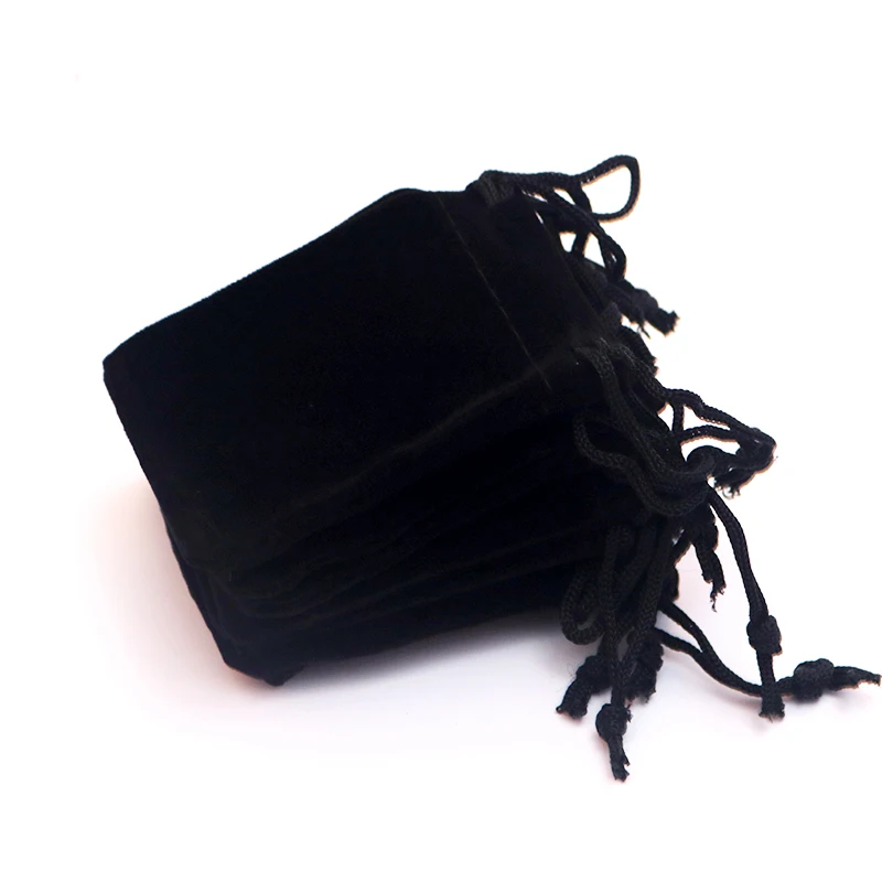 

100pcs/lot Black Velvet Jewelry Packing Bags 5x7cm Small Drawstring Velvet Pouches For Jewelry Earrings Necklace Package