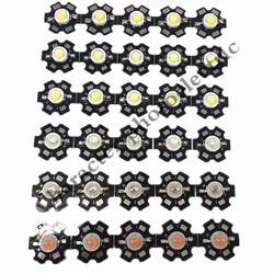 50 Stück 1 W 3 W Hochleistungs-Warmweiß/Kaltweiß/Naturweiß/Rot/Grün/Blau/Königsblau/660/UV/IR850/940 LED mit 20 mm Sternplatine