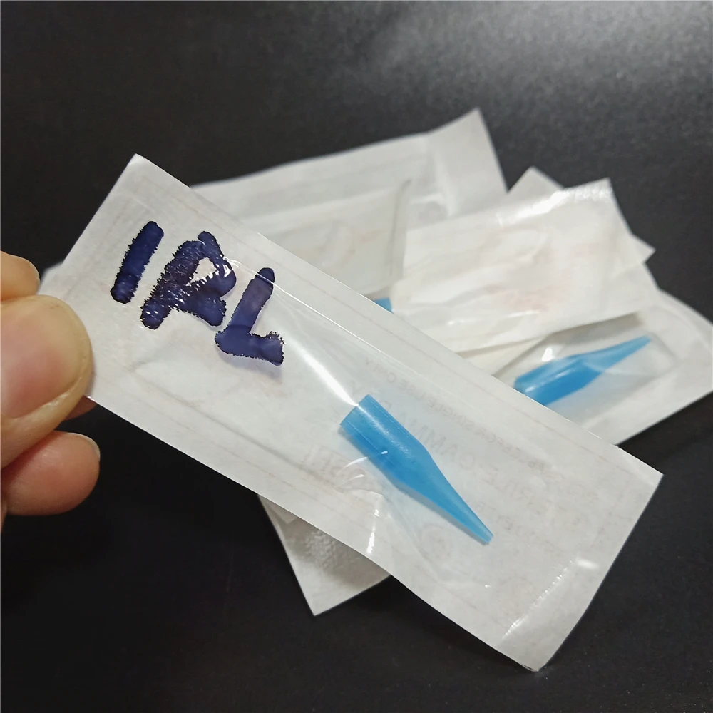 500Pcs 1RL 3RL 5F 7F Tattoo Needle Caps Nozzles Tips For Permanent Makeup Eyebrow Eyeliner Lips Machine Individual Blue Package