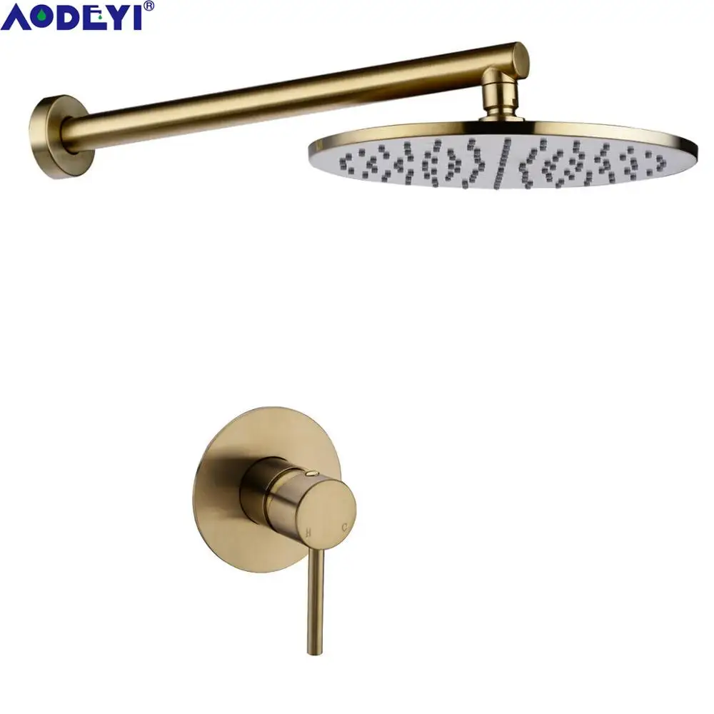 Shower System, Wall Mounted Rainfall Shower Faucet Set with 8/10/12 Inch Shower Head and Rough-In Mixer Valve, Brass 1 Function