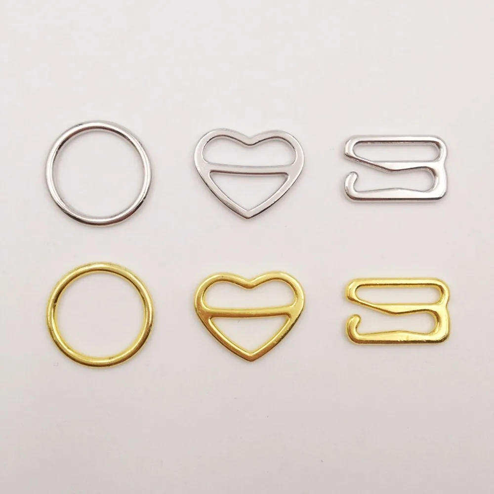 100 pcs / lot  Silver/Gold bra rings heart shape adjusters hooks 8mm/10mm/12mm