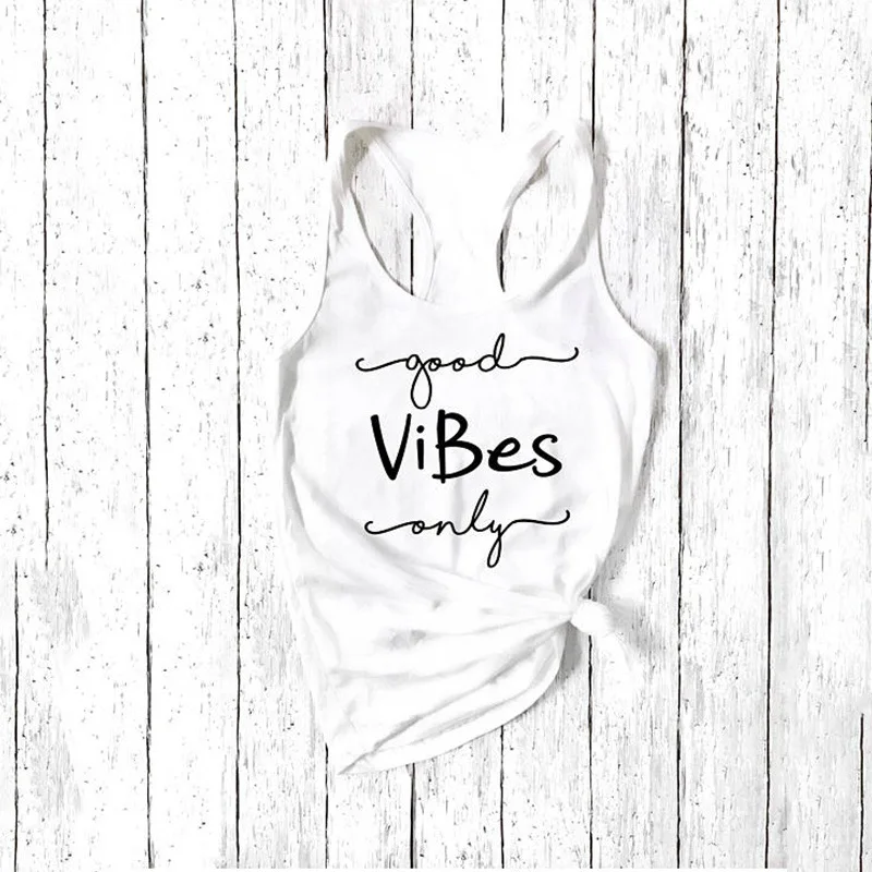 Women Good Vibes Only Tank Top Women Workout Tanks Gym Tanks Good Vibes Shirt Cute Beach Tank girls Vest