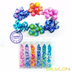 Mini gemini dice set, d4-d20 poliédrico dice set, 10mm, sortido, embalagem de tubo colorido, 42pcs