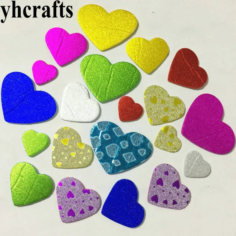 1bag/LOT.New printed shiny heart foam stickers Scrapbooking kit Early learning educational craft diy toys Kindergarten crafts