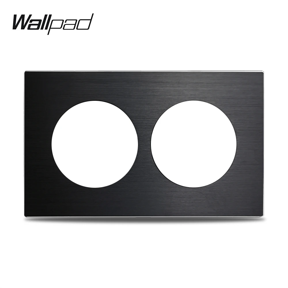 Wall Switch Socket Plate Double Brushed Aluminum Frame Black Silver Gold Brown For L6, 146 * 86mm