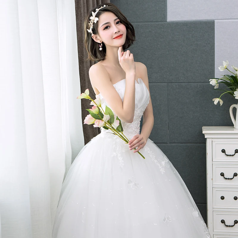 Real Photo Hot Sale Korean Lace Up Ball Gown Cheap Wedding Dresses 2024 New Fashion Claasic Custom Plus Size Elegan Bridal Dress