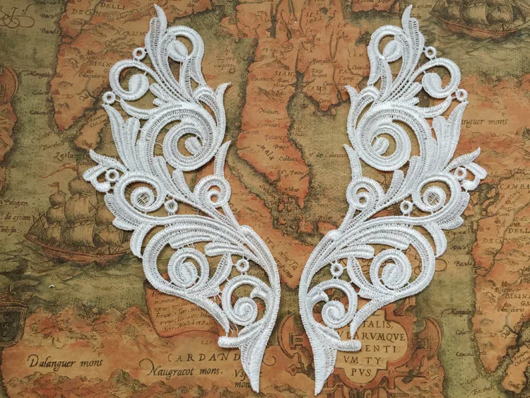 5Pair New Design Lace Wedding Dress Veil Applique Bridal Headdress Collar Lace Fabric Patch Handmade DIY Accessories RS900 — zdjęcie 6