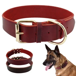 Genuine Leather Dog Collar Large Dogs Collar for Pitubull German Shepherd Pet Puppy Collars For Small Medium Perro Pet Supplies