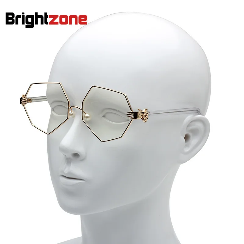 

Yang Mi New Pattern Hexagon Glasses Personality Palm Spectacle Frame Pearl Nose Support Men And Women Plain Glass Mirror Fund