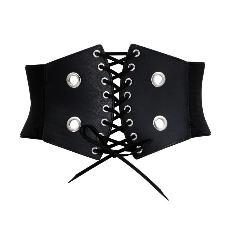 Nieuwe Zwarte Strik Vouw Cummerbunds Vrouw Riem Rits Cummerbund Breed Dames Riemen Punk Klinknagel Mode Jurk Taillebanden Dame