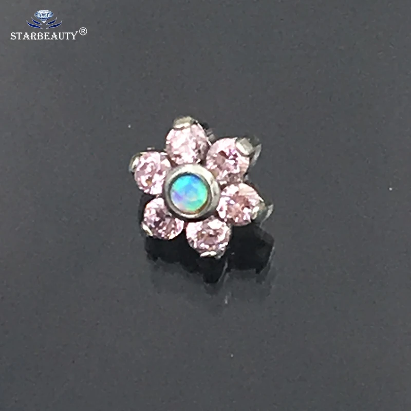 1Pc G23 Titanium & Opal Gem Micro Dermal Anchor Top Dermal Skin Diver Surface Piercings Hide Top Gauges jewelled body jewelry