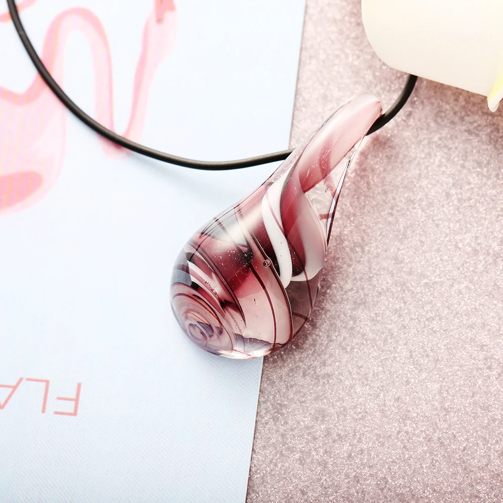 Handmade Lampwork Glass Murano Waterdrop Pendant Necklace Elastic Cord Crystal Necklace Trendy Fashion Party Jewelry Women