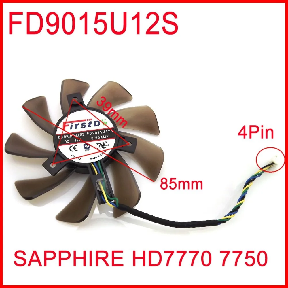 FD9015U12S 12V 0.55A 85mm 39x39x39mm For Sapphire HD7770 7750 Graphics Card Cooling Fan 4Pin