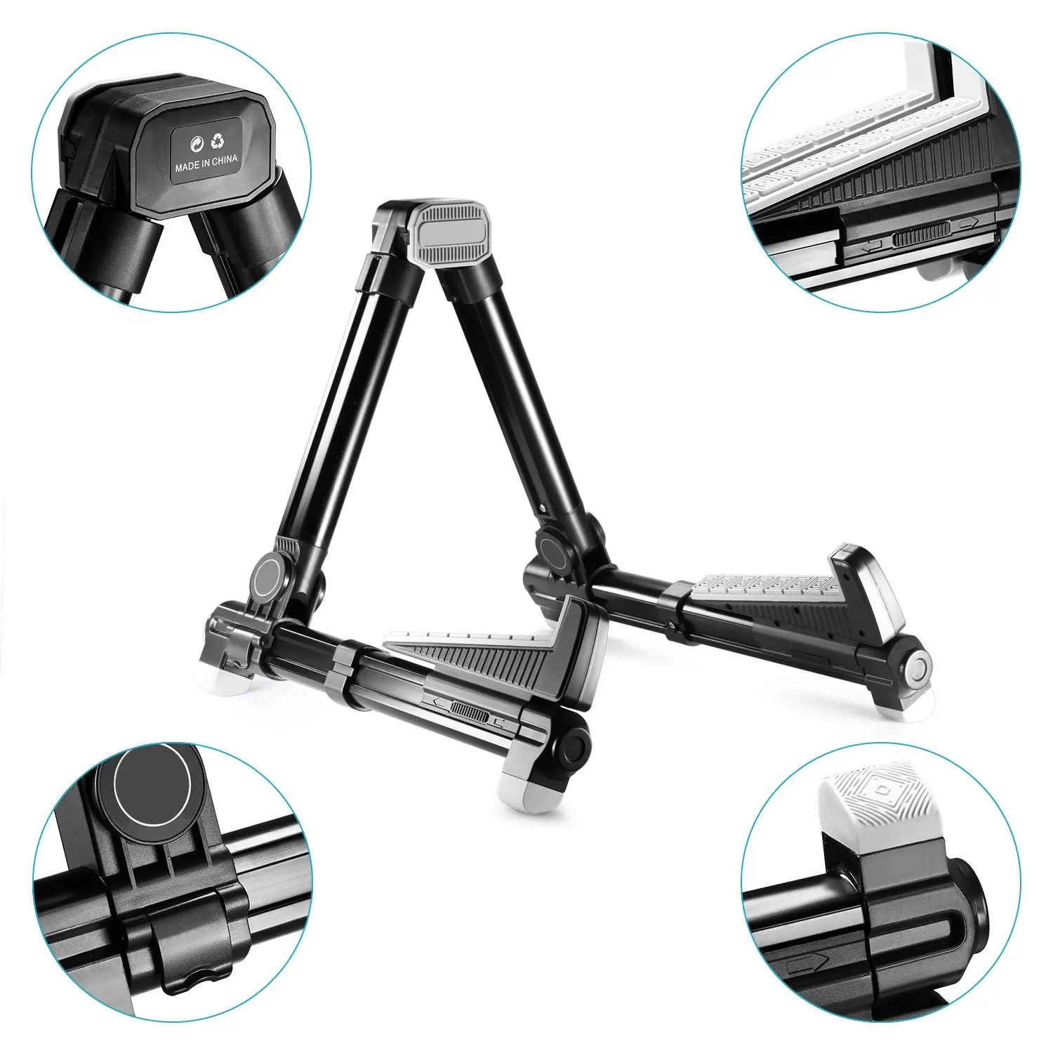 AROMA AGS-08 Universal Foldable A-Frame Instrument Stand Guitar Stand for Acoustic Guitar, Classical, Electric, Violin, Ukulele