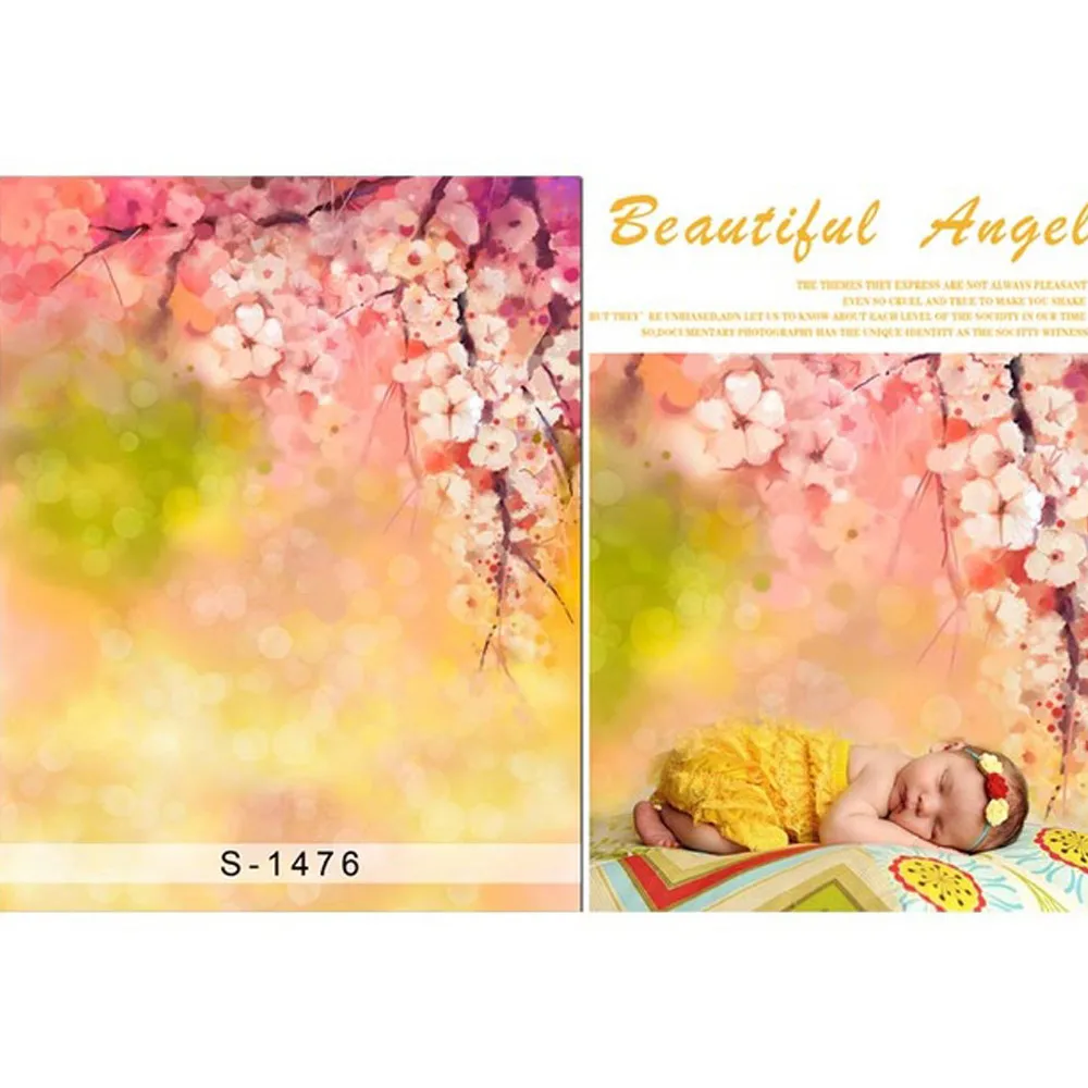 

Pastel Pink Yellow Floral Backdrop for Newborn Photography Oil Painting Peach Blossoms Baby Kids Children Photo Backgrounds