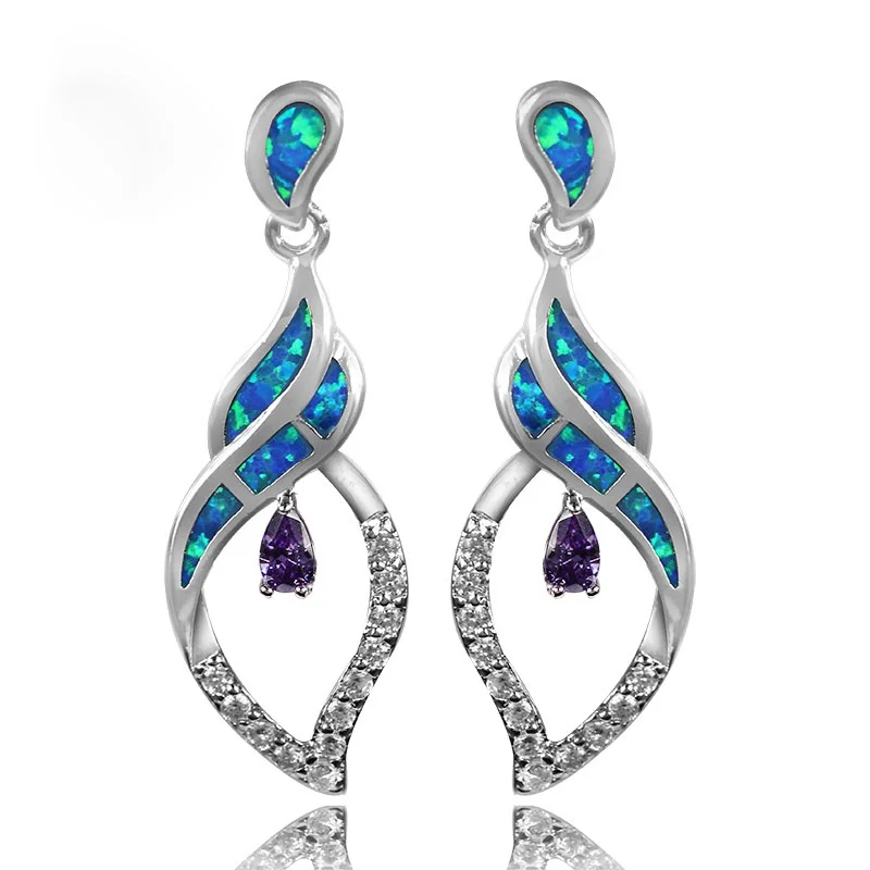 

JLE204 New ladies drop earrings ladies blue opal purple drop Earrings ladies fashion jewelry