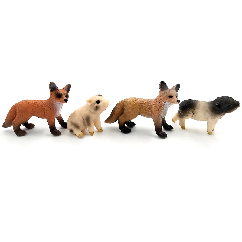 Mini Simulation Red Fox Porket Pig Animal Models Figurine Forest Wild Animals Plastic Decoration Educational Toys Gift For Kids