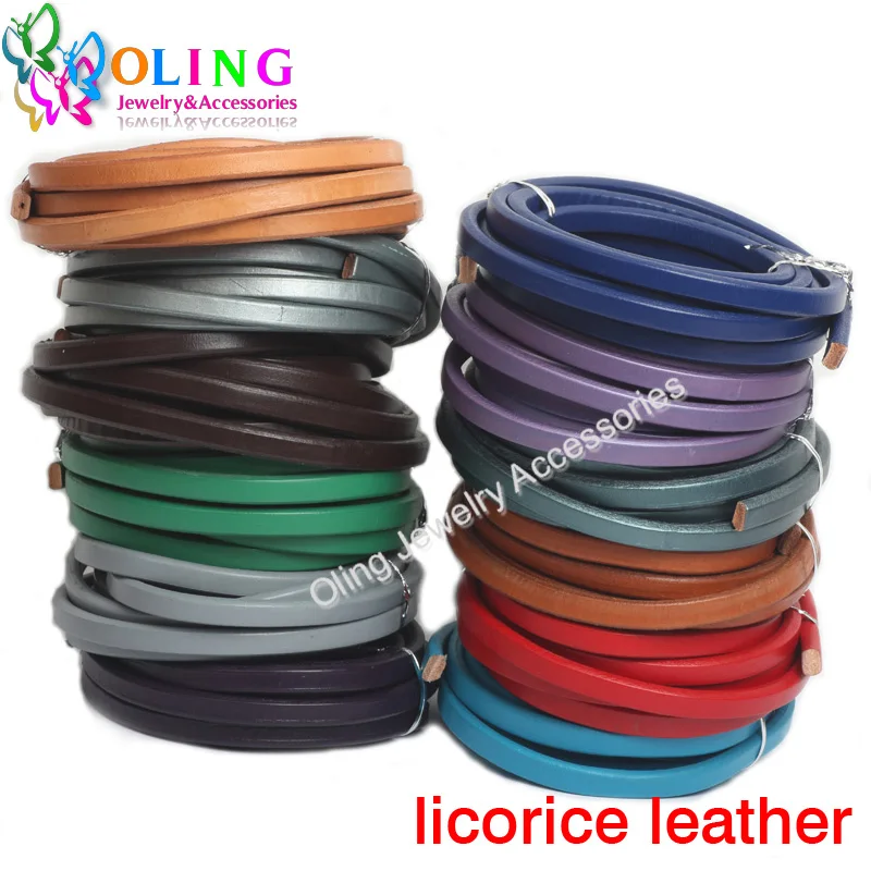 Olingart 25CM/String Multicolor 10*6mm Real Licorice Leather Cords Supplies Wire Women/Men DIY Bracelets Jewelry Making