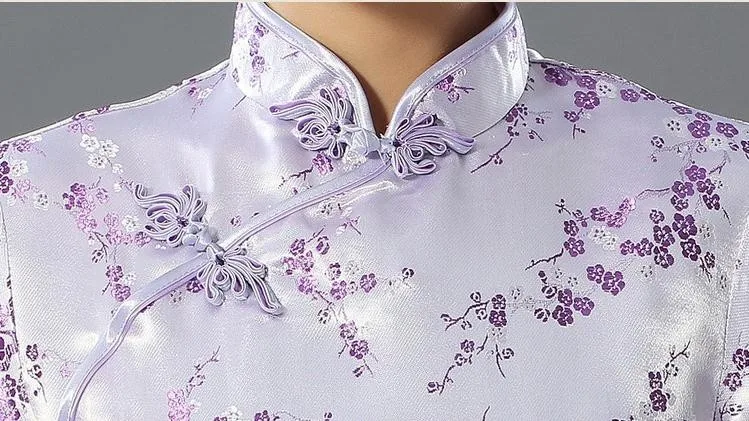 Black Chinese Traditional Dress Sexy Women Satin Qipao Long Cheongsam Flower Size S M L XL XXL XXXL 4XL 5XL 6XL LG04