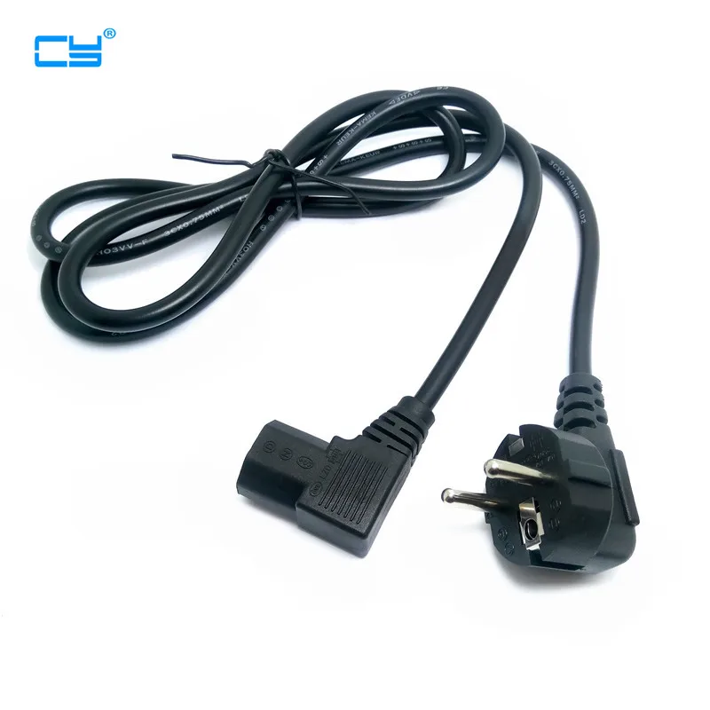 

5FT C13 IEC Kettle 90 Right Angle Degree to European 2 pin Round AC EU Plug Power Cable Lead Cord PC 1.5