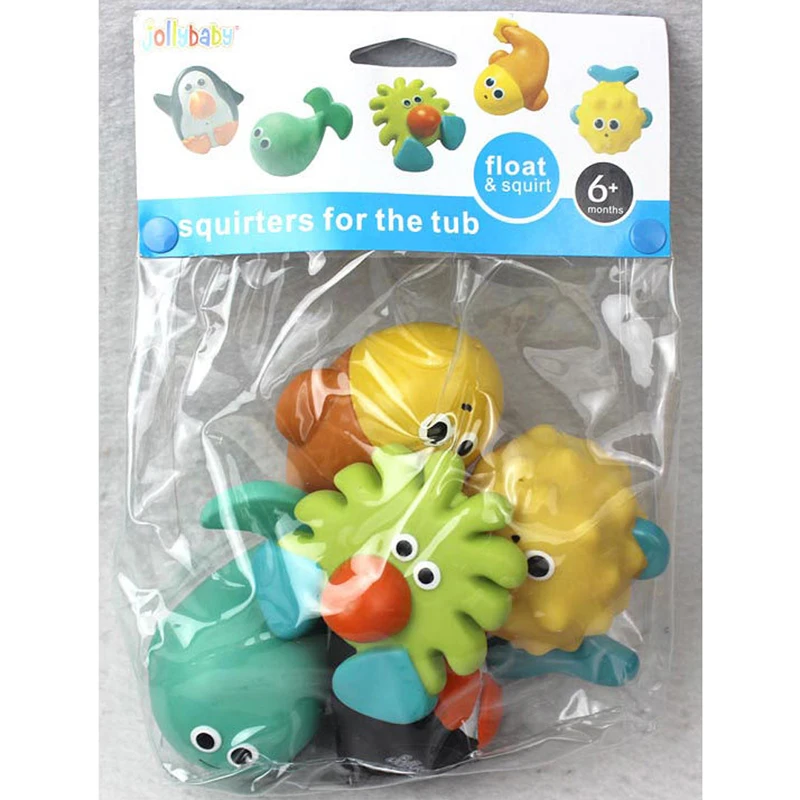 Jollybaby Baby Bath Toys Rubber Baby Toys Water Spraying Interesting Enjoy Shower Float Toys Monsters Squirters for the Tub Pool