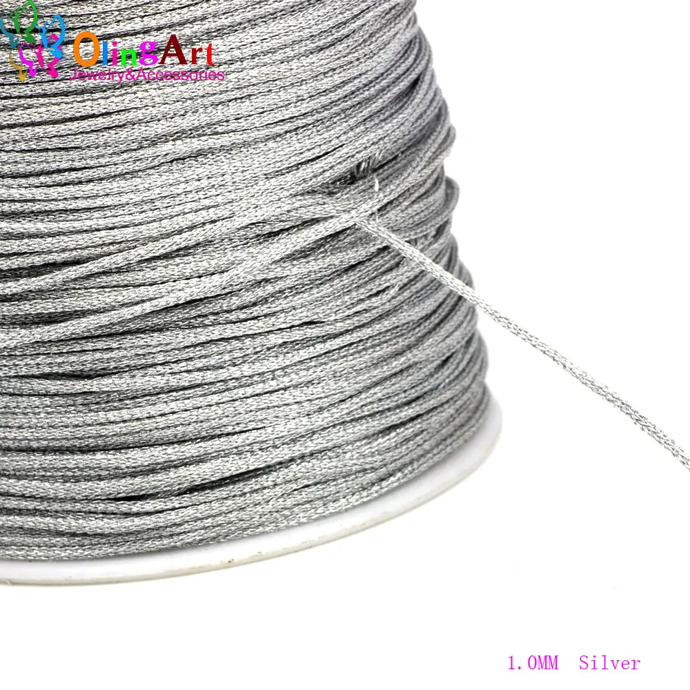 OlingArt 10M 1.0mm Gold Silver Thread Color Line Chinese Knot String Knit Cord Ropes Wire DIY Jewelry Making Bracelet Nylon