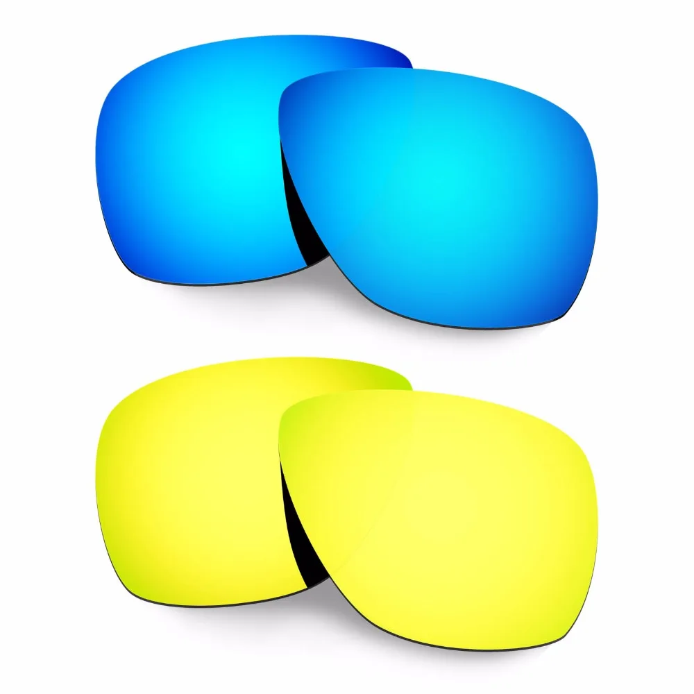 HKUCO For Breadbox Sunglasses Polarized Replacement Polarized Lenses- Blue/Gold 2 Pairs