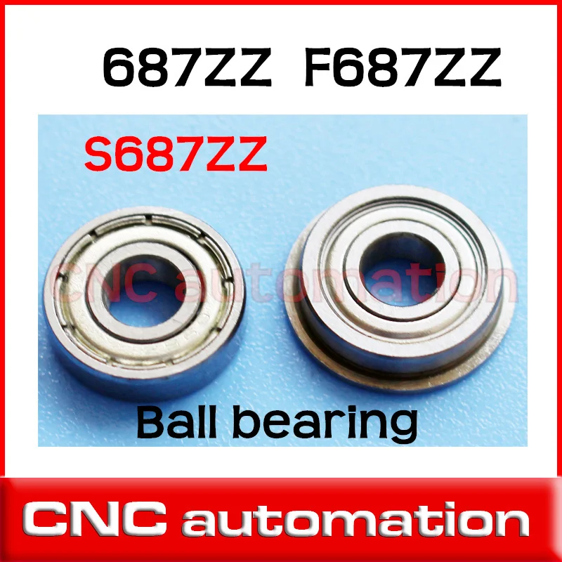 2pcs 687ZZ Normal quality 7x14x5MM Miniature Ball Bearings 687ZZ radial F687ZZ flange bearing S687ZZ stainless steel bearing