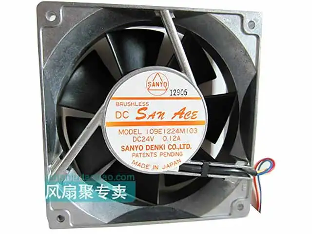 Sanyo Denki 109E1224M103 Server Cooling Fan DC 24V 0.12A 120x120x38mm 3-Wire