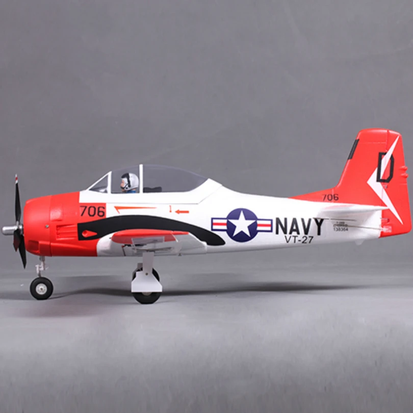 FMSRC 800MM Mini T28 T-28 Trojan V2 Red 4CH 2S PNP EPO RC Airplane Scale Baby Small Warbird Model Plane Aircraft War II Gift