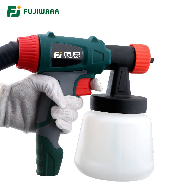 FUJIWARA 220V 800W Electric Spray Gun Split Type HVLP Paint Sprayer For Painting with Adjustable Flow Control 1.8m Hose