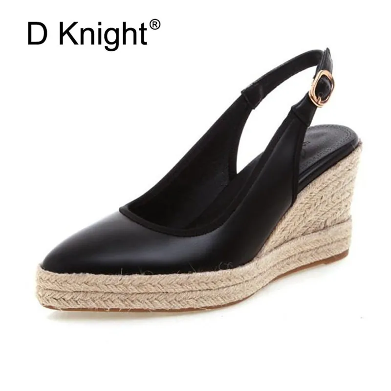 Plus Size 33-41 sandali espadrillas da donna cinturino alla caviglia comodi zeppe scarpe Casual da donna décolleté con plateau da donna in pelle di